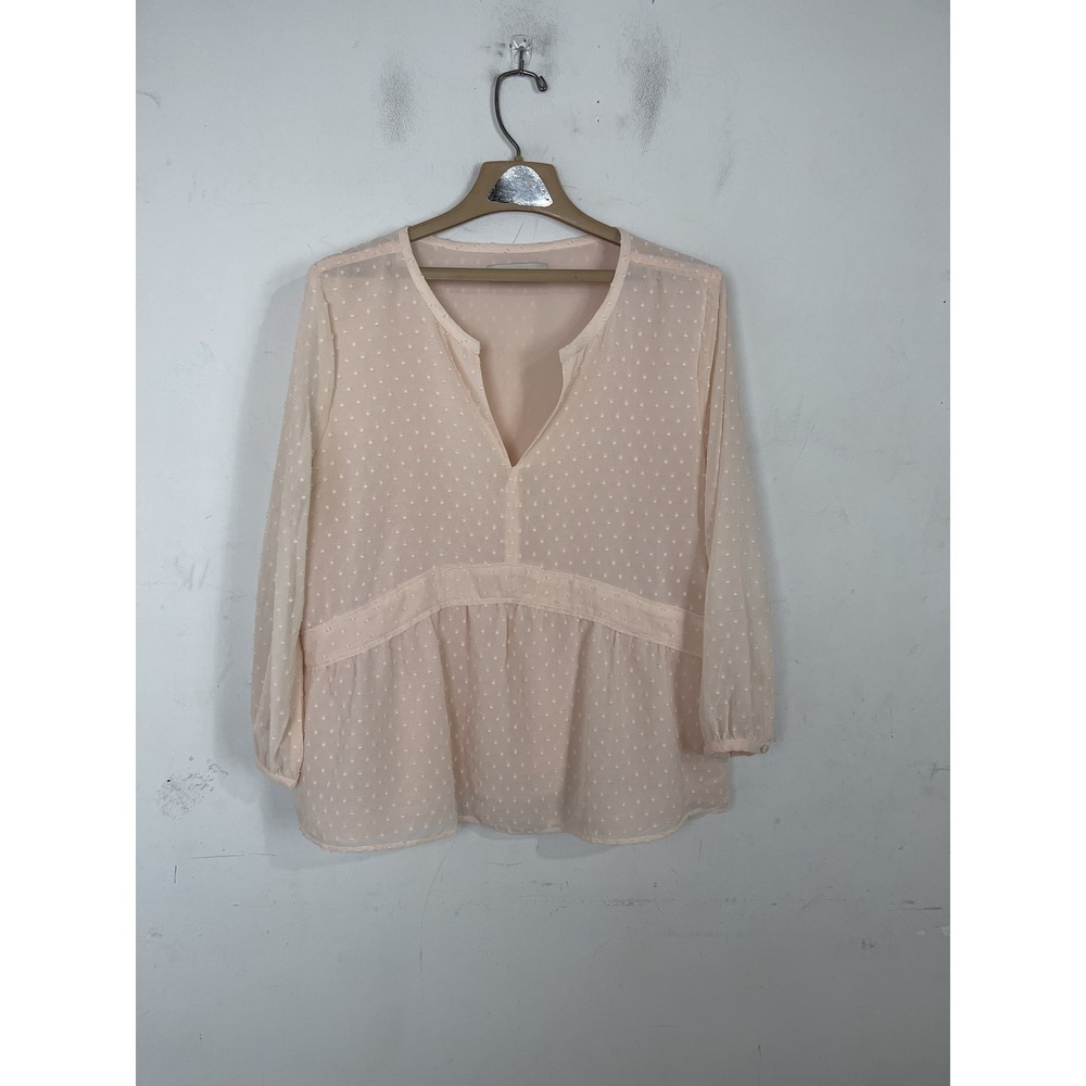 LOFT Womens Shirt Large Pink Coquette Babydoll Feminine Fairy Flowy‎ Kawaii